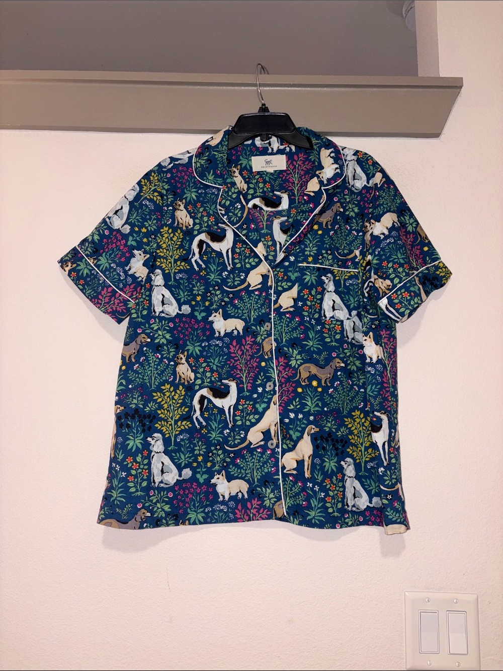 PrintFresh Must Love Dogs Short Sleeve Pajama Top in Indigo SZ L EUC - Picture 3 of 6